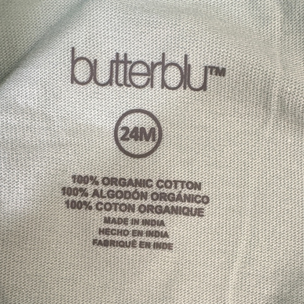 Butterblu Organic Cotton Long-Sleeve Crew Neck Tees Mint Gray White Size 24M - Picture 3 of 7